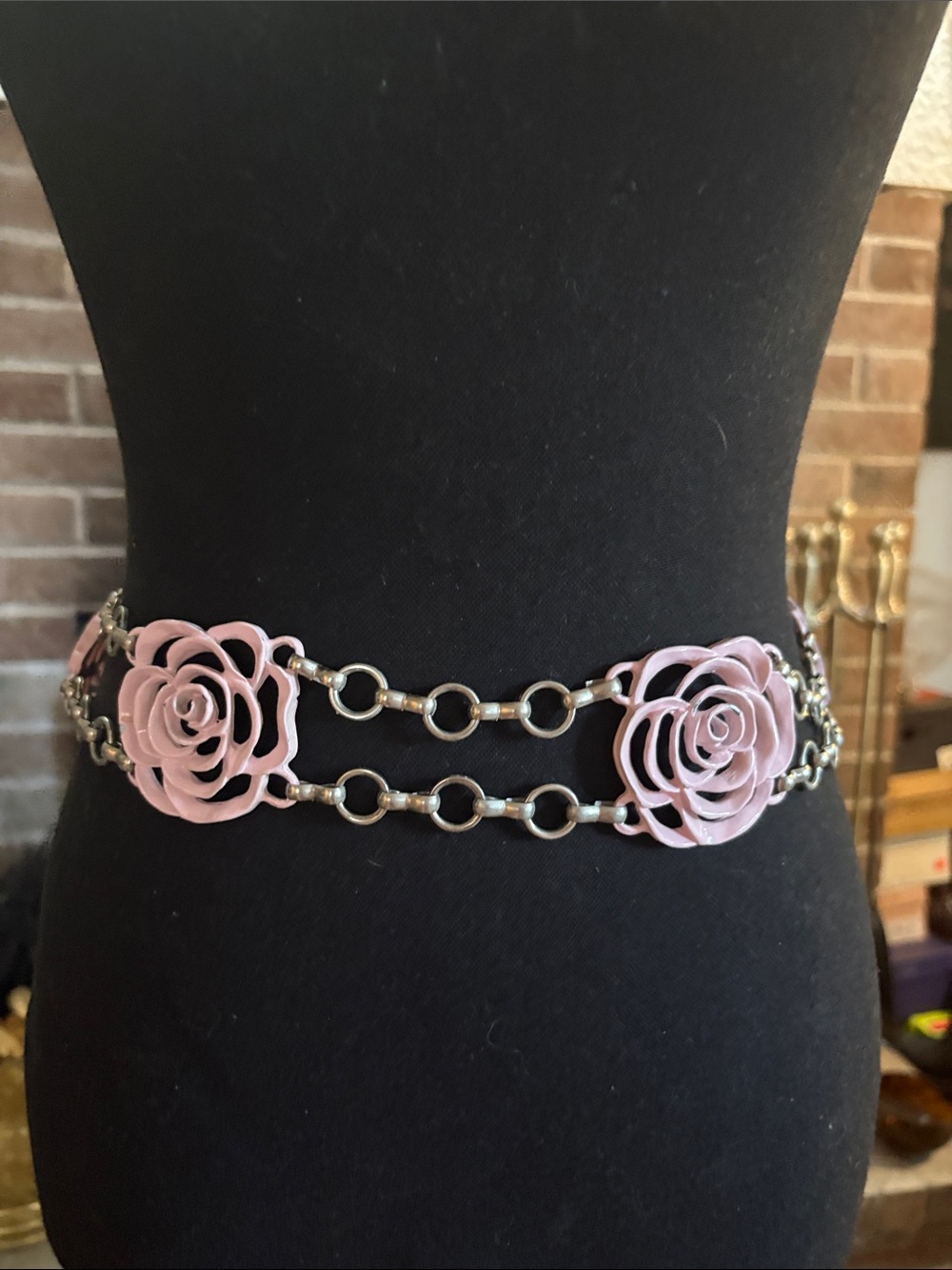 Vintage Pink Floral Chain Belt